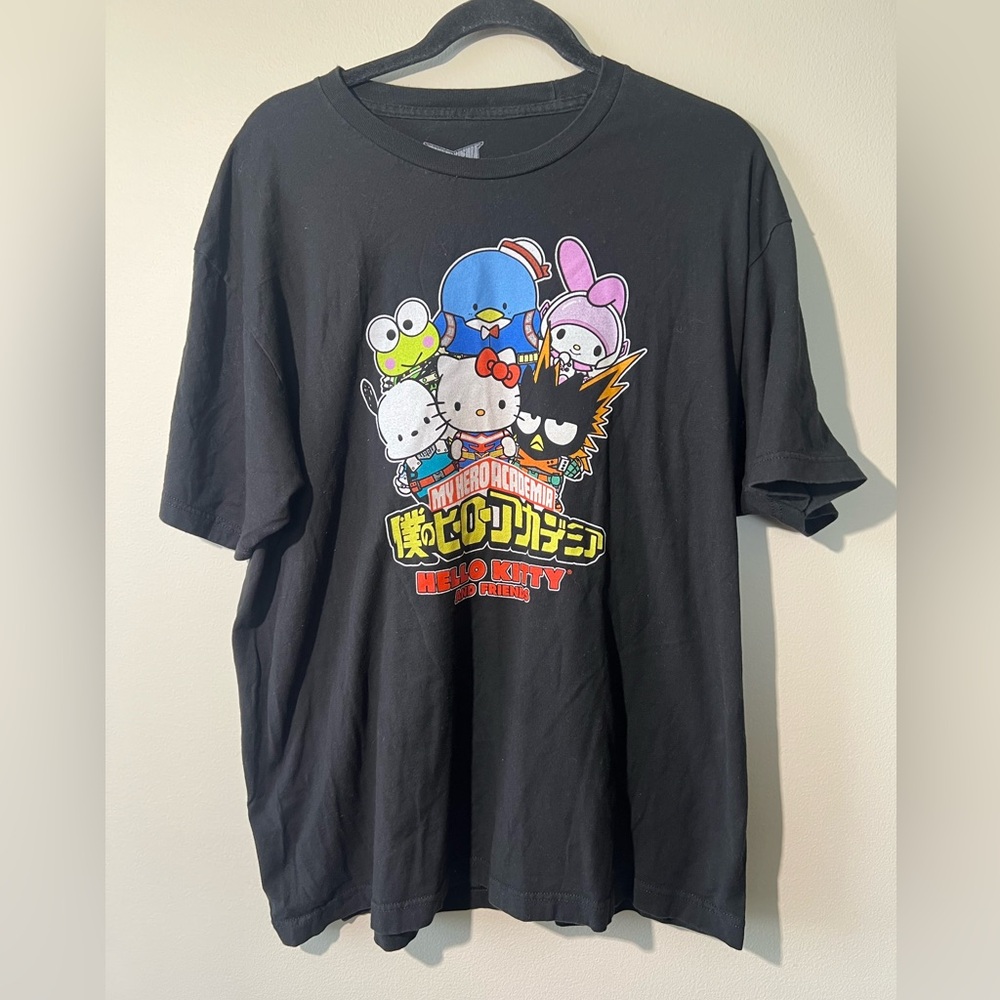 My Hero Academia Hello Kitty and Friends Sanrio Unisex XL Black Short Sleeve Tee